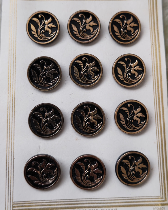 1930年代 チェコヴィンテージ ガラス ブラック×ゴールドボタン 22mm 1  