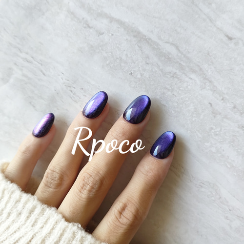 マグネットネイル『 プラネタリウム 』ワンカラーブルーネイル ネイル  