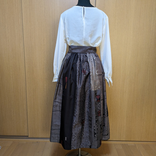 SOLD お値下げ中 着物リメイク ギャザースカート 大島紬M〜L ロング  