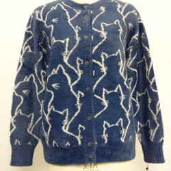 【新作】鬼可愛い フェザーヤーン 猫 総柄 クルーネックニットカーディガン 11枚目の画像