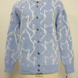 【新作】鬼可愛い フェザーヤーン 猫 総柄 クルーネックニットカーディガン 12枚目の画像