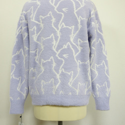 【新作】鬼可愛い フェザーヤーン 猫 総柄 クルーネックニットカーディガン 15枚目の画像