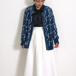 【新作】鬼可愛い フェザーヤーン 猫 総柄 クルーネックニットカーディガン 3枚目の画像