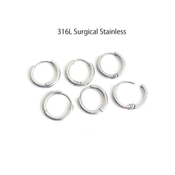 [6 件（3 對）] 外徑約 11 mm 外科不鏽鋼一觸式耳環 316L 第1張的照片