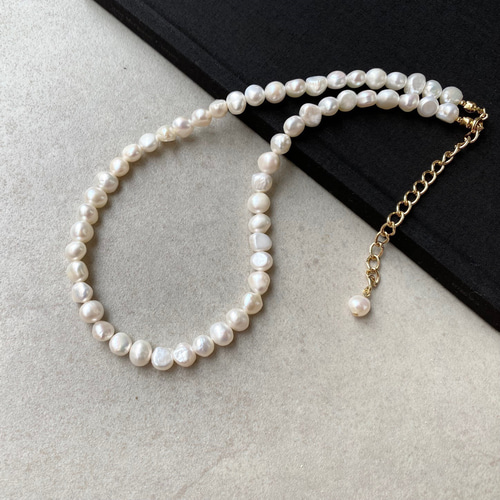 改良✧バロック淡水パールのネックレス(5~7mm）サージカルステンレス