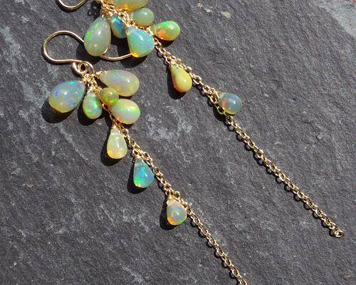 極上　プレシャスオパール　大粒　ピアス　イヤリング　14kgf 極上 プレシャスオパール 大粒 ピアス イヤリング 14kgf 極上 染め