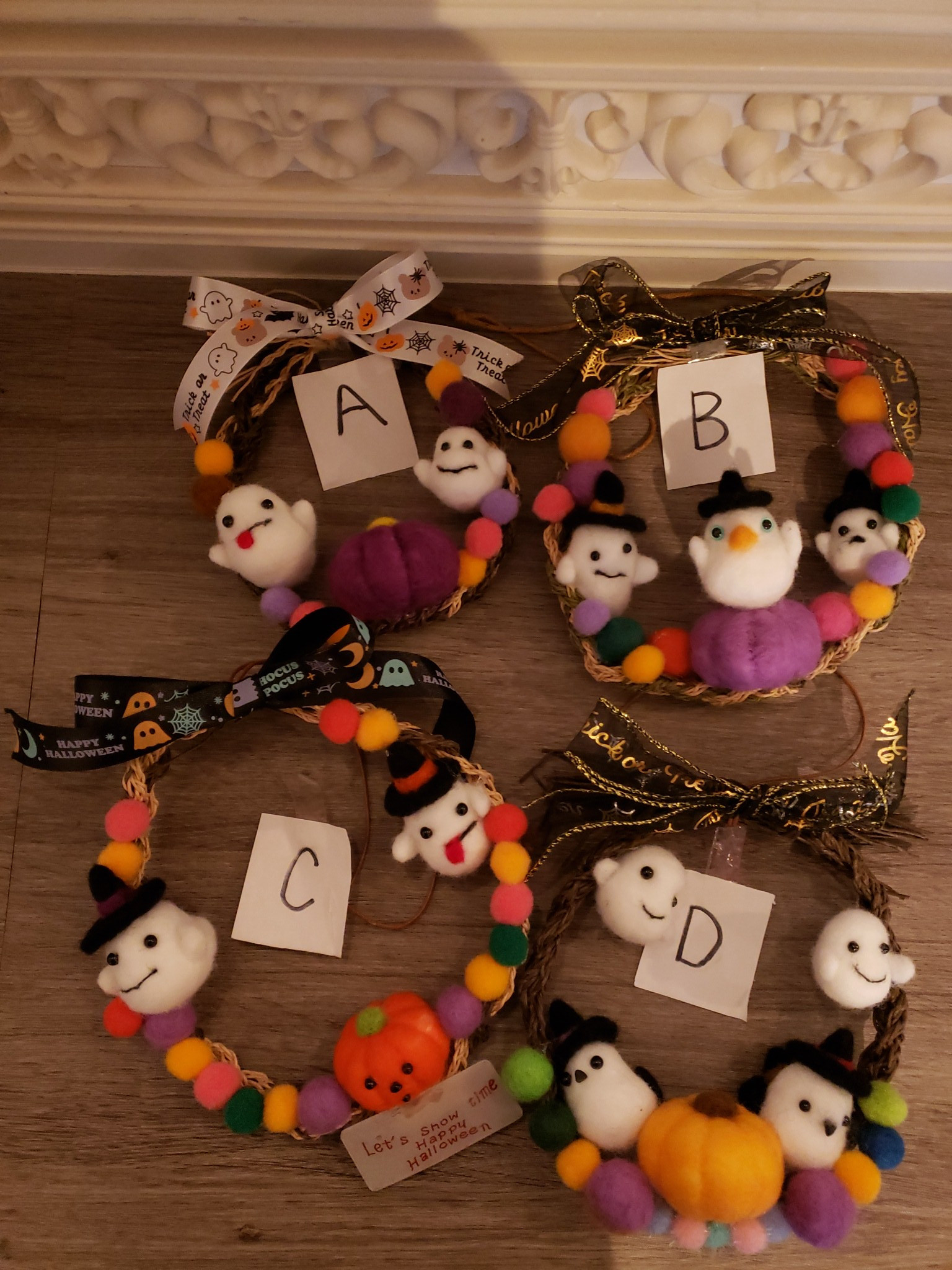 羊毛フェルト ガーランド 季節 七夕 夏 ハロウィン 秋 リース 飾り 絵本 花