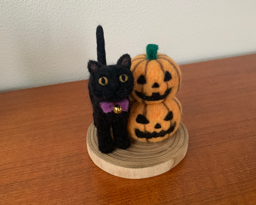 【お値下げ♡】仲良し黒猫☆ハロウィン ハロウィン 黒猫 ハロウィン飾り 羊毛フェルト gunteneko 通販