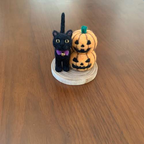 ハロウィン 黒猫 ハロウィン飾り 羊毛フェルト gunteneko 通販