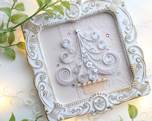 ぺーバークイリング・Xmasフレーム《ピンクホワイトツリー》 8192000ece66423110620c02df9938