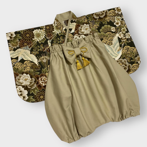 SALE】鶴青海波 ハンドメイド ベビー袴 お食い初め お宮参り 出産祝い