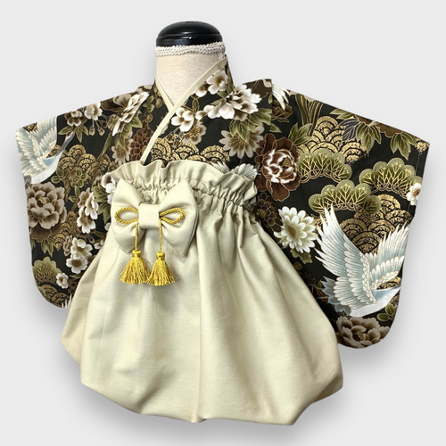 SALE】鶴青海波 ハンドメイド ベビー袴 お食い初め お宮参り 出産祝い