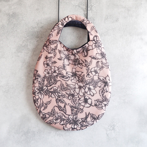 数量限定｜ちょこっとお出かけに便利｜ tamago tote（pink flower） 3枚目の画像