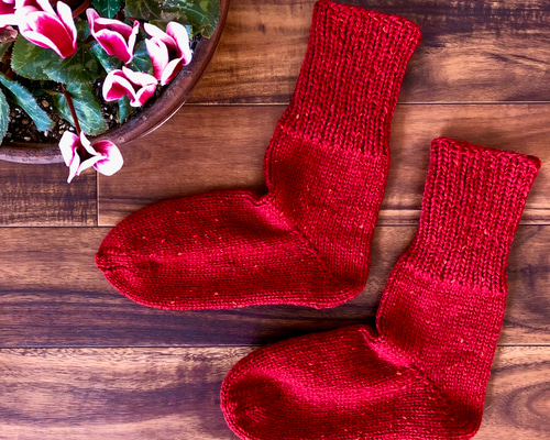 受注生産：手編みのソックス レッドツイード 靴下 Lutz（ルッツ） 通販