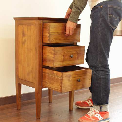 チェスト 収納 箪笥 電話台 FAXスタンド チーク家具 無垢 木製 加湿器