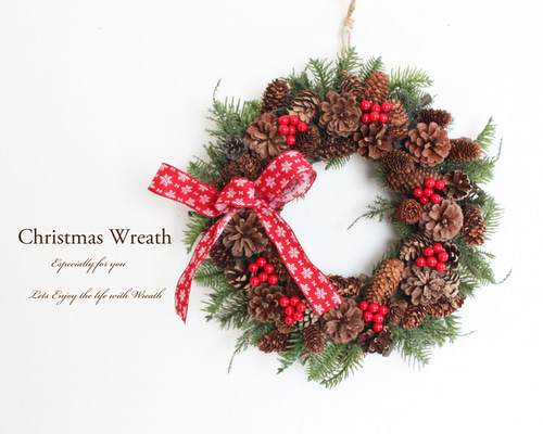 SALE♪「送料無料」クリスマスリース（ナチュラル系） 直径約30