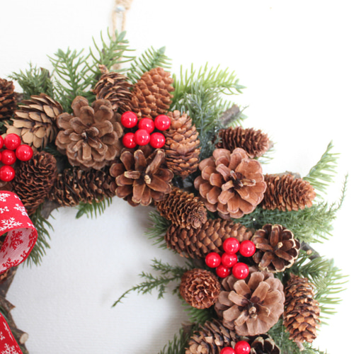 SALE♪「送料無料」クリスマスリース（ナチュラル系） 直径約30