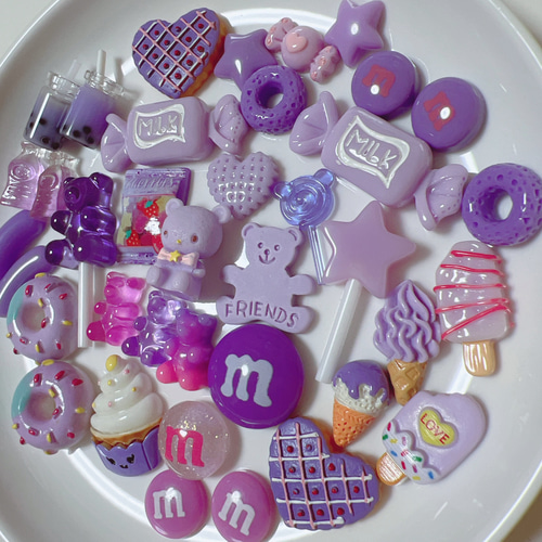 じゃらじゃらキーホルダー　パーツセット♡ピンク系♡デコパビーズ　スイーツ じゃらじゃらキーホルダー じゃらキー ピンク デコ キーホルダー