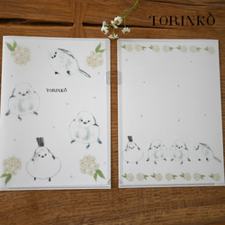 「シマエナガとお花」A4クリアファイル　TORINKO 1枚目の画像