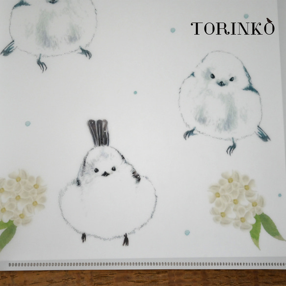 「シマエナガとお花」A4クリアファイル　TORINKO 4枚目の画像
