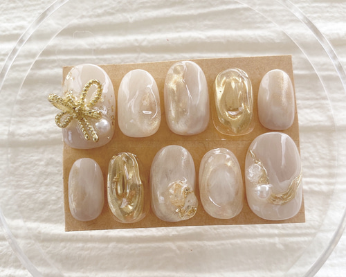 現品 サイズ変更不可 ネイルチップ ニュアンスネイル 成人式 卒業式 前