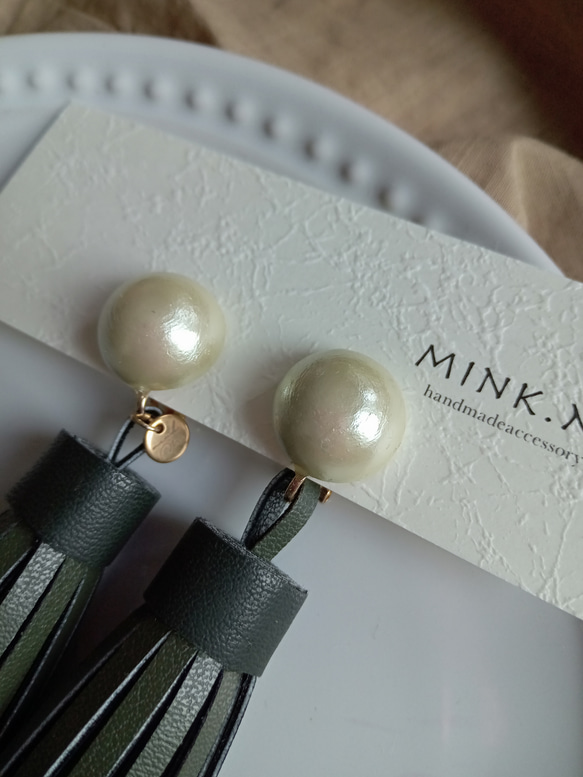 『mink.M』“レザータッセル”イヤリング♡ 2枚目の画像