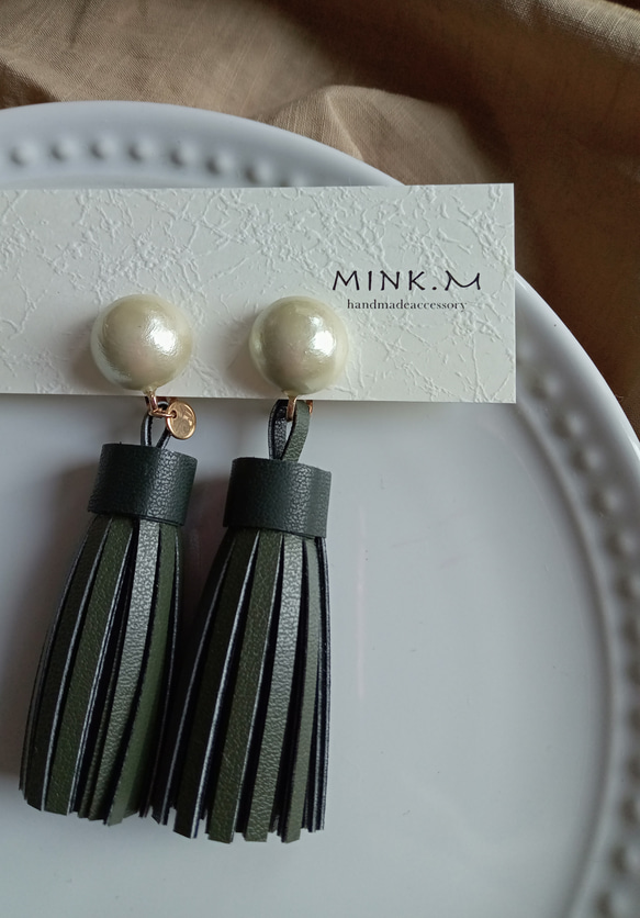 『mink.M』“レザータッセル”イヤリング♡ 1枚目の画像