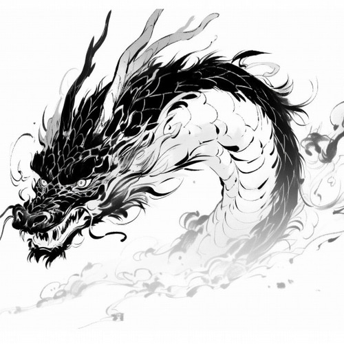 送料無料】A3・A4ポスター【毛筆風・飛竜（横）】ドラゴン 竜神 干支