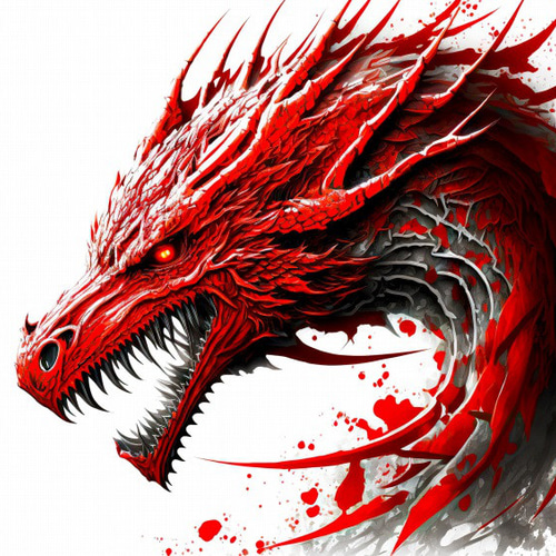 送料無料】A3・A4ポスター【赤い龍 咆哮】ドラゴン 竜神 干支 辰 2024