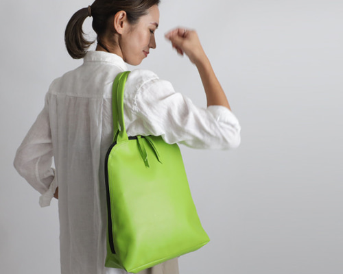 【本日掲載終了】yol small bag / dark green バッグ EX】Vegan Leather Shoulder Drawstring Bag