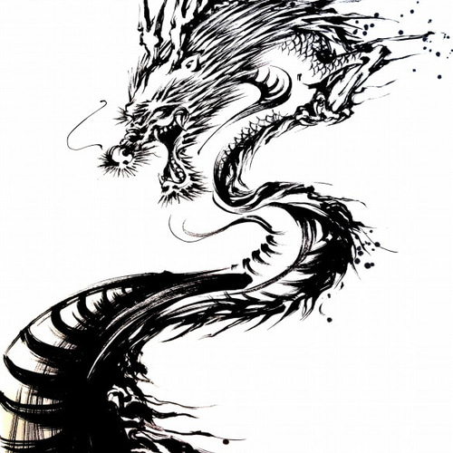 送料無料】A3・A4ポスター【毛筆風・昇り龍（縦）】ドラゴン 竜神 干支