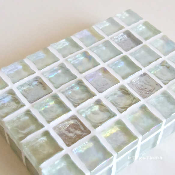 透明玻璃馬賽克瓷磚展示托盤帶閃光（裝飾架/配件架）迷你尺寸 [定制] 第7張的照片