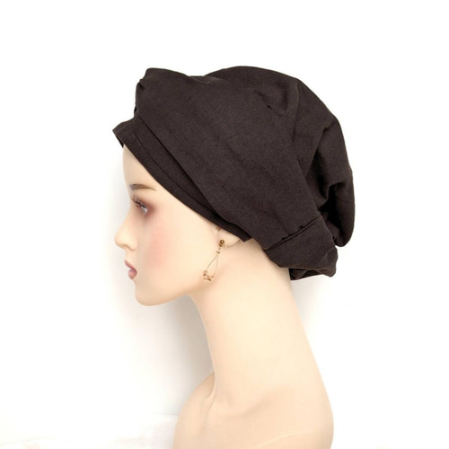 ダークブラウン／ケア帽子 医療用帽子 ヘアバンド帽子 帽子 ブラウン