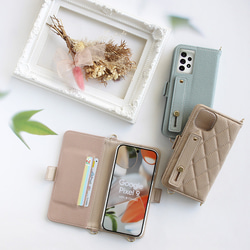 全機種対応【くすみレザーorキルティング手帳ケース×ベルト】カードが