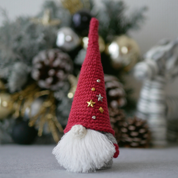 Lサイズ】こびとの置物 レッド / クリスマス飾り / サンタ