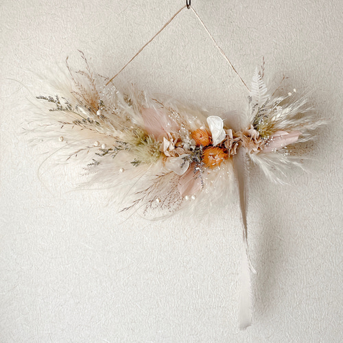 パンパスグラスのガーランドドライフラワー横長スワッグ