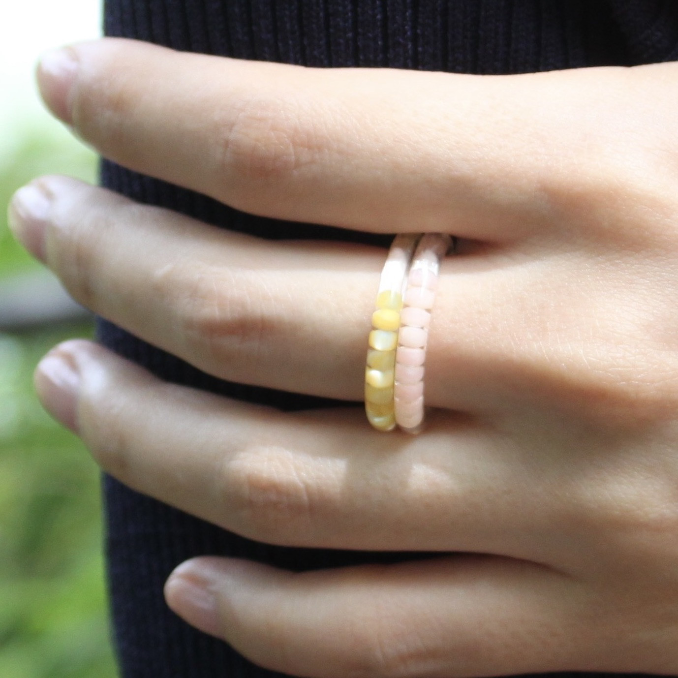 金属アレルギー対応　ゴールドシェルリング