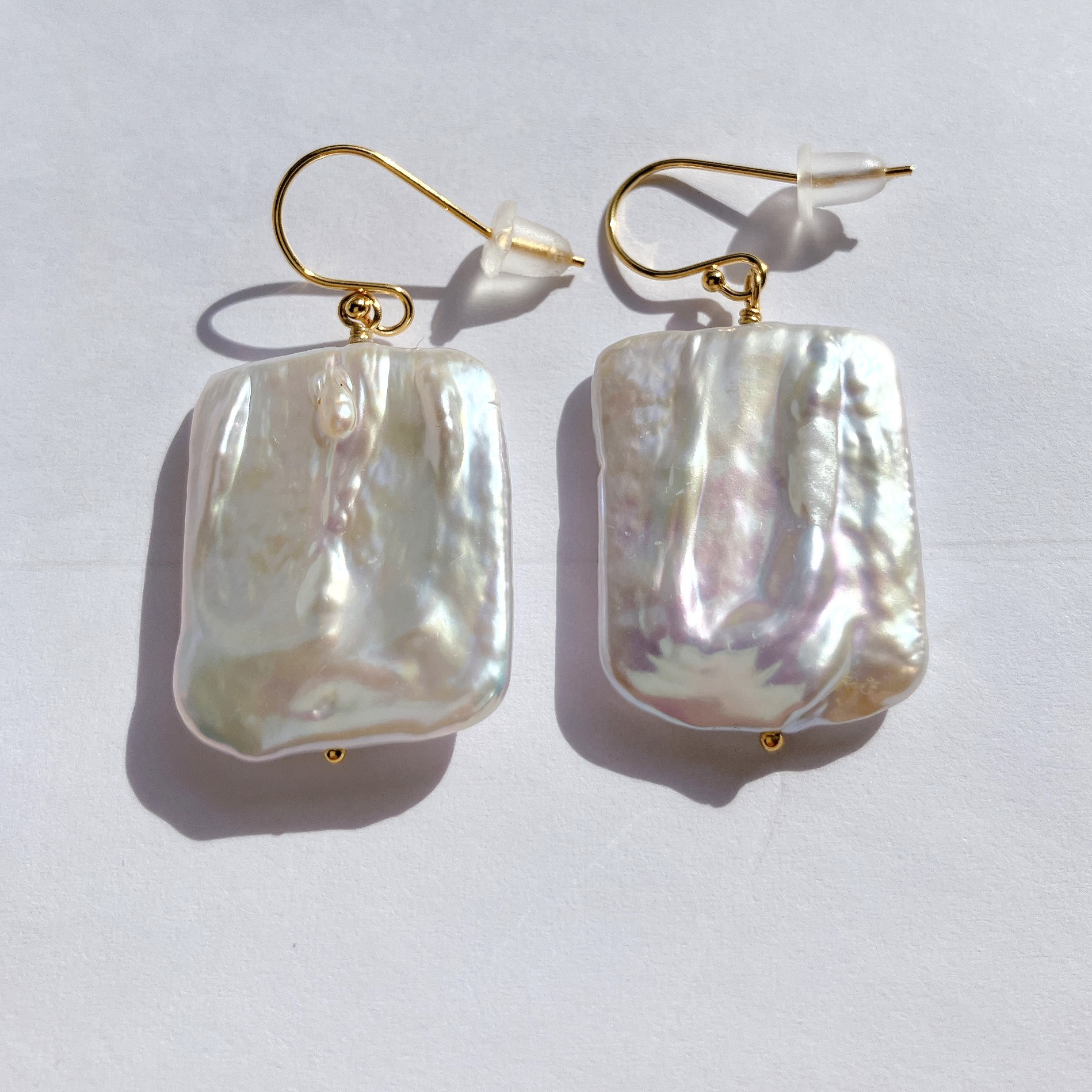 14kgf　大振り　美しいバロックパールピアス(イヤリングへ変更可能)