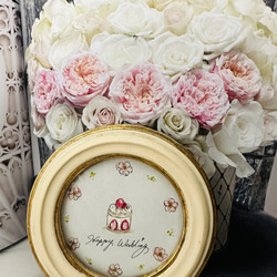 【メッセージ&名入れ】結婚祝い・誕生日・新築祝い・ギフト　『アンティークカラーの可憐な花とスイーツの世界」 4枚目の画像
