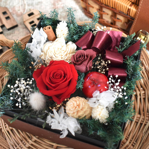 クリスマスフラワーボックス Creema限定 プリザーブドフラワー 花と