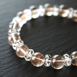 ☆プレミアムブレス☆…☆オレンジルチルクォーツ：9.5ミリ＆水晶