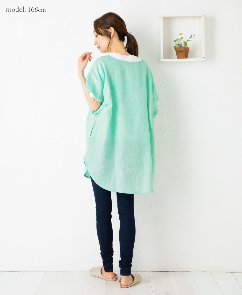 Undeux Rire フレンチリネン半袖割烹着