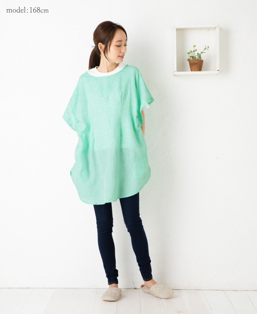 Undeux Rire フレンチリネン半袖割烹着