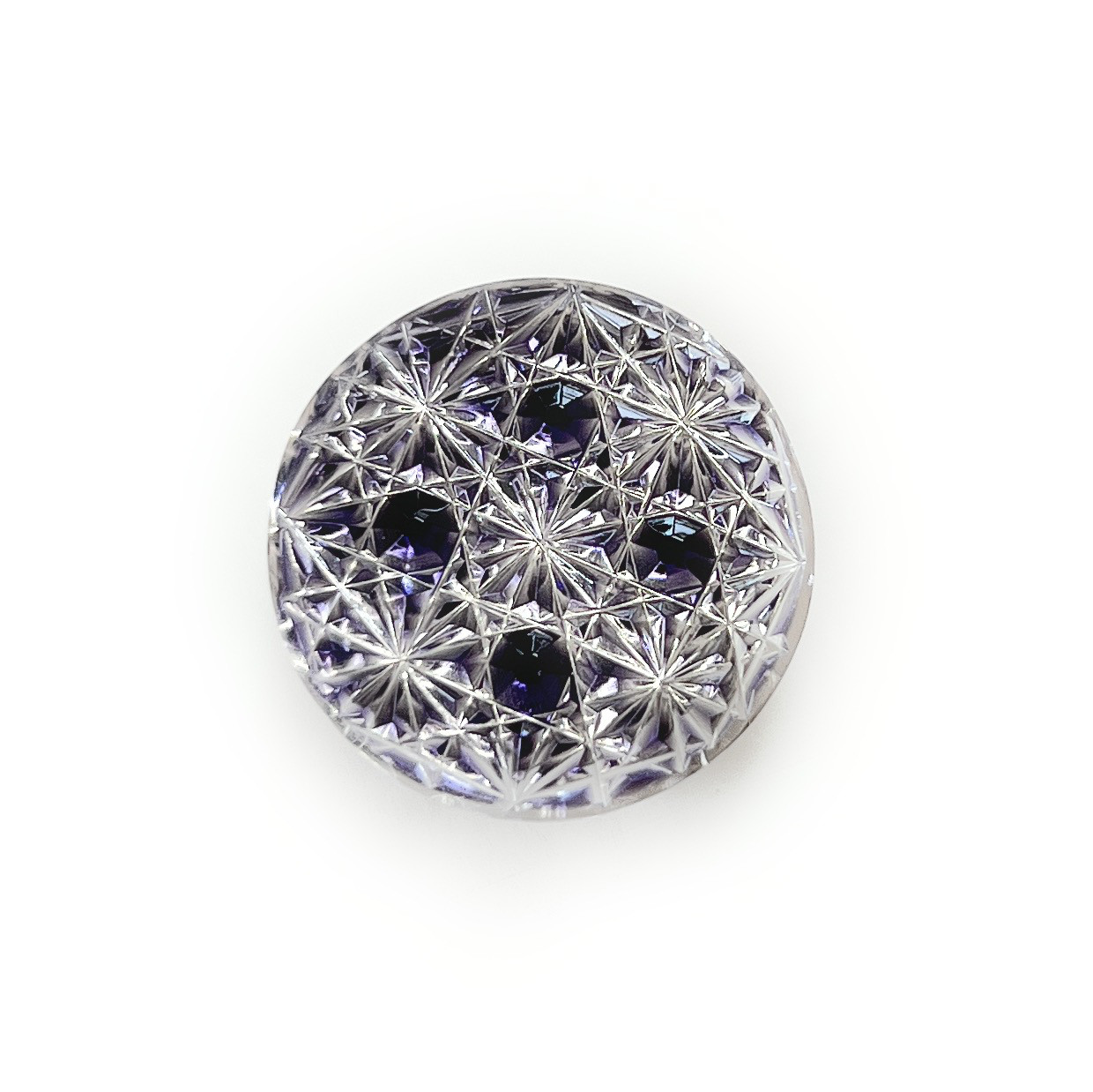 東京切子帯留め 丸　星姫　パープル