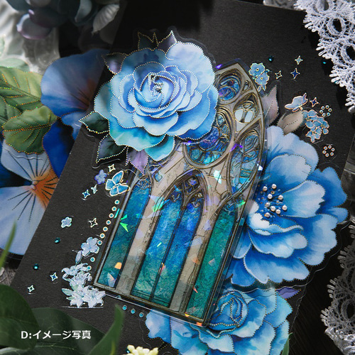 ❤️【J】フローラルグラス♡ハイドランジアの奇跡ステッカー♡15枚♡コラージュ素材 コラージュ 素材 植物 ブロンズステッカー シール 装飾 花 フラワー