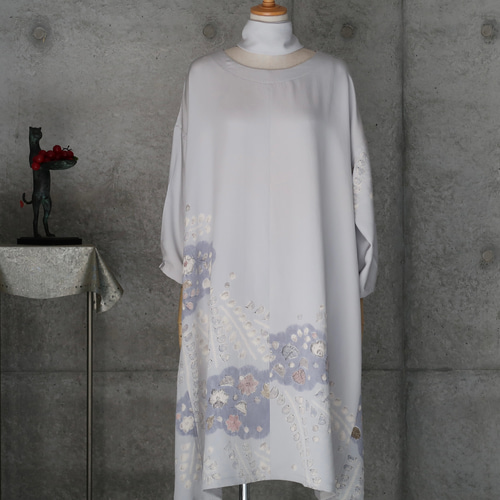 着物リメイク 辻が花のワンピース/フリーサイズ kimono ワンピース