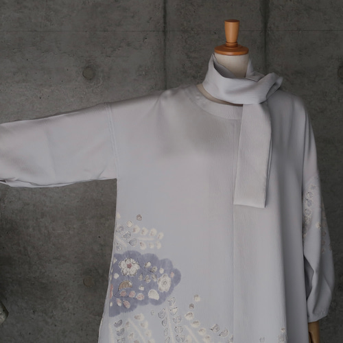 着物リメイク 辻が花のワンピース/フリーサイズ kimono ワンピース