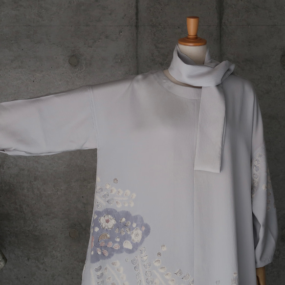 着物リメイク    辻が花のワンピース/フリーサイズ  kimono 　 5枚目の画像