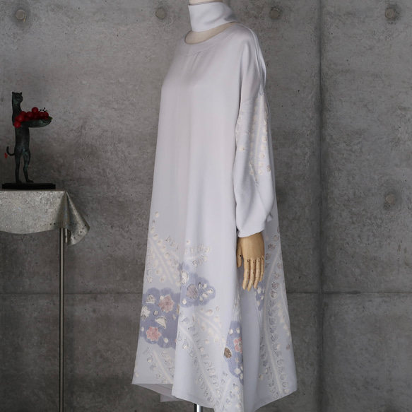 着物リメイク    辻が花のワンピース/フリーサイズ  kimono 　 4枚目の画像