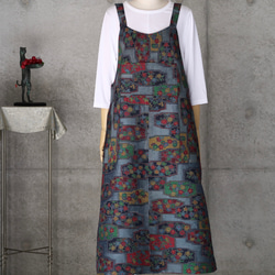 着物リメイク　紬のサロペットスカート　　L〜LL 7枚目の画像